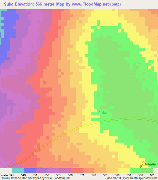 Suka,Nigeria Elevation Map