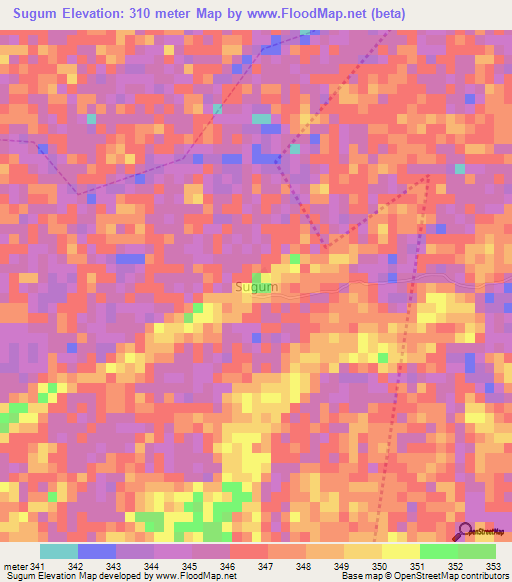 Sugum,Nigeria Elevation Map