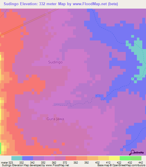 Sudingo,Nigeria Elevation Map