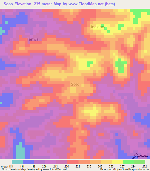 Soso,Nigeria Elevation Map