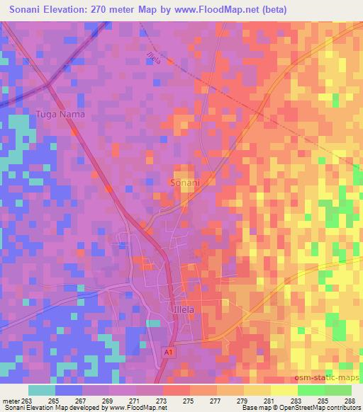 Sonani,Nigeria Elevation Map