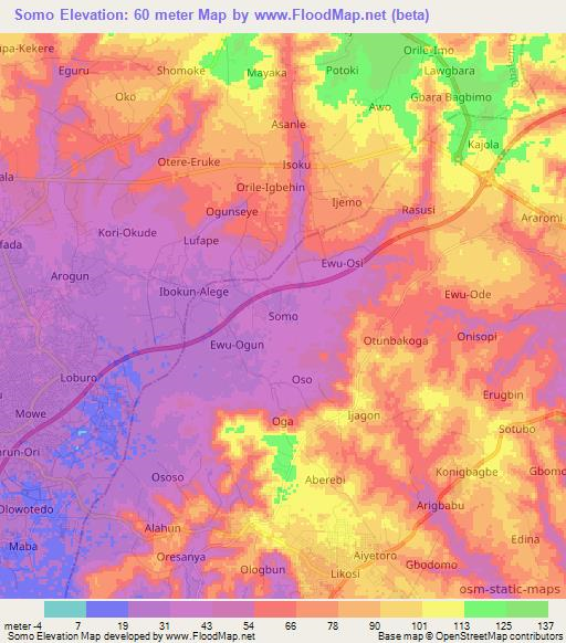 Somo,Nigeria Elevation Map