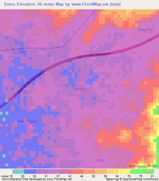 Somo,Nigeria Elevation Map