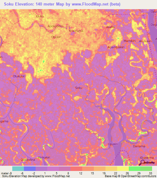 Soku,Nigeria Elevation Map