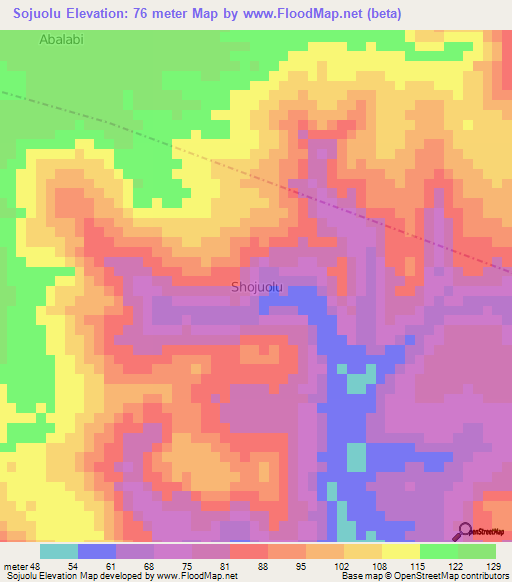 Sojuolu,Nigeria Elevation Map