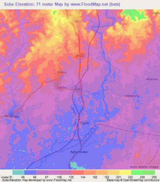 Sobe,Nigeria Elevation Map