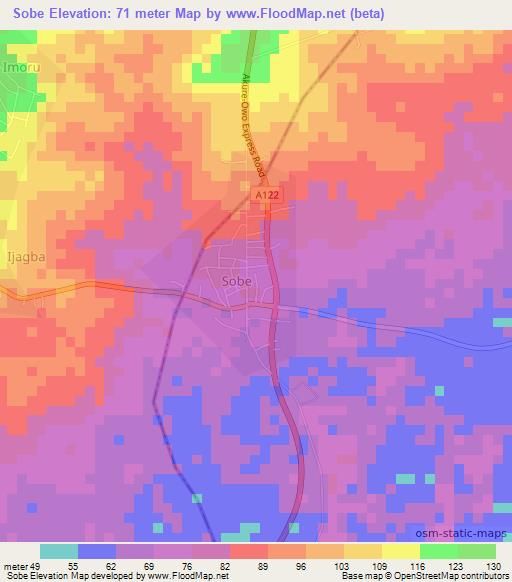 Sobe,Nigeria Elevation Map