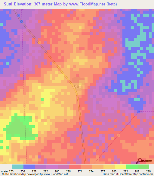 Sutti,Nigeria Elevation Map