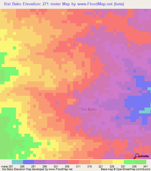 Sisi Bako,Nigeria Elevation Map