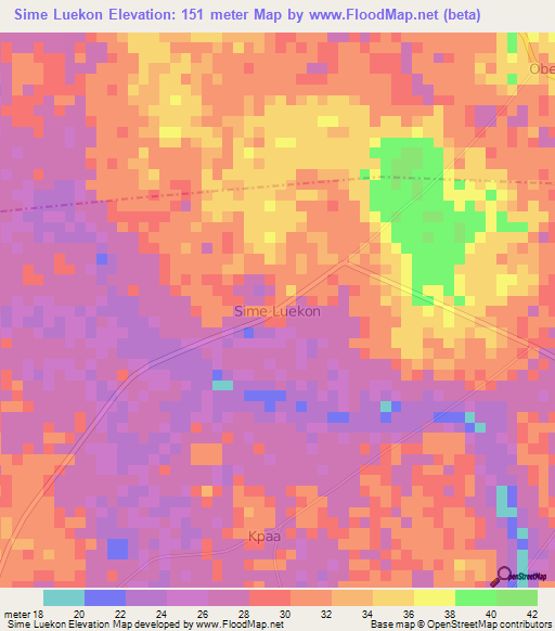 Sime Luekon,Nigeria Elevation Map