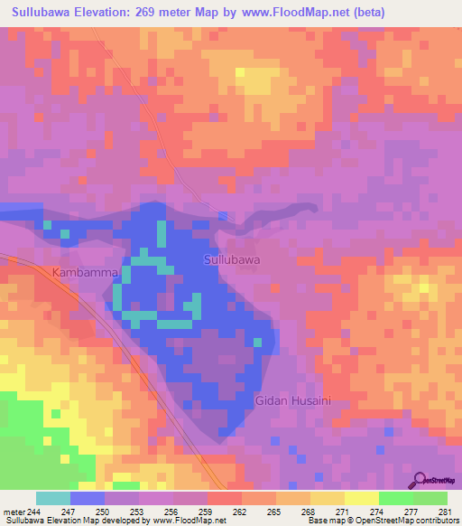 Sullubawa,Nigeria Elevation Map