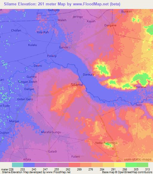 Silame,Nigeria Elevation Map