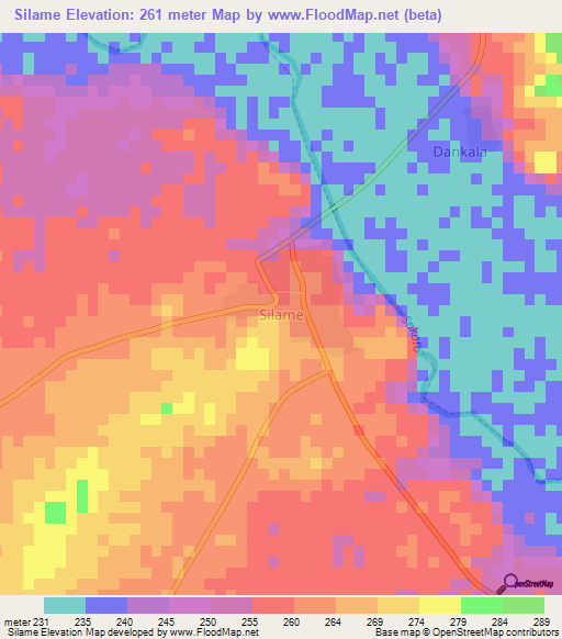 Silame,Nigeria Elevation Map