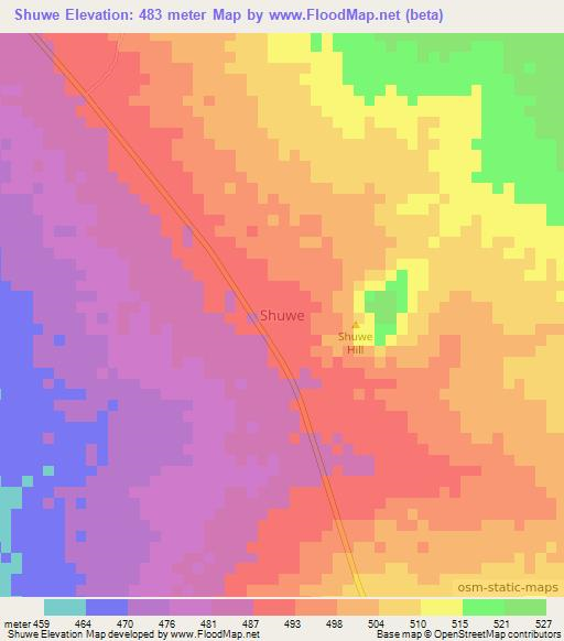 Shuwe,Nigeria Elevation Map