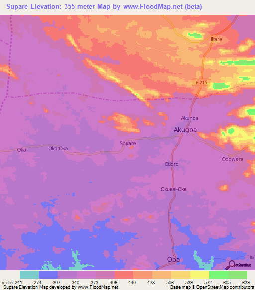 Supare,Nigeria Elevation Map