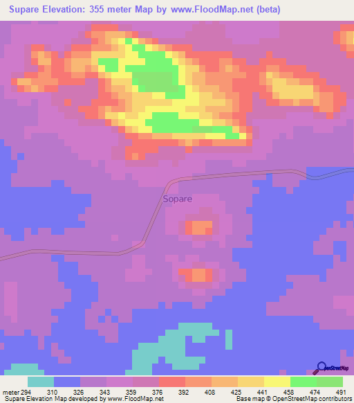 Supare,Nigeria Elevation Map