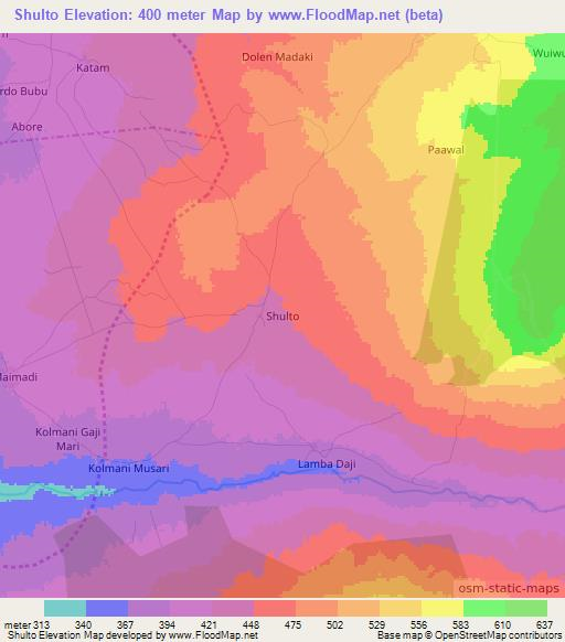 Shulto,Nigeria Elevation Map