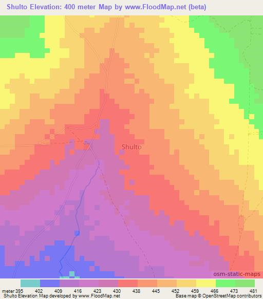 Shulto,Nigeria Elevation Map