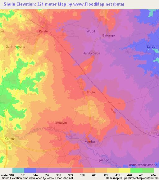 Shulo,Nigeria Elevation Map