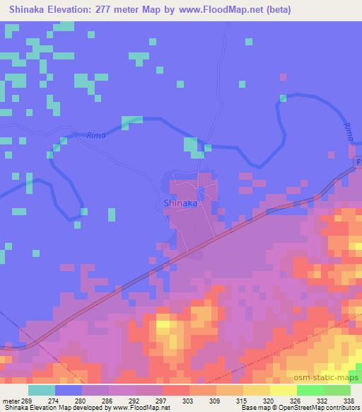 Shinaka,Nigeria Elevation Map