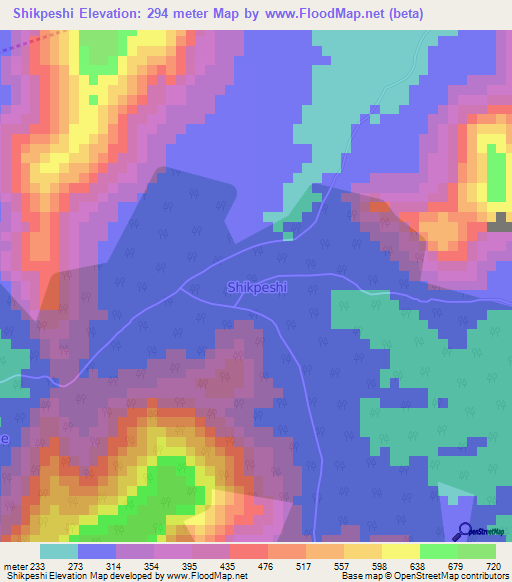 Shikpeshi,Nigeria Elevation Map