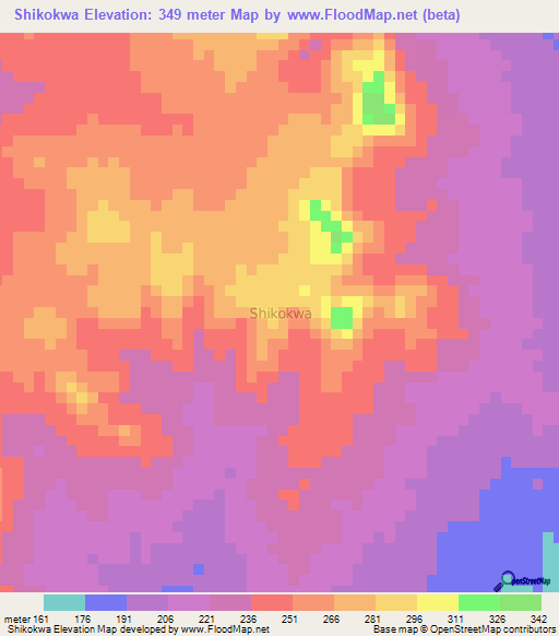 Shikokwa,Nigeria Elevation Map