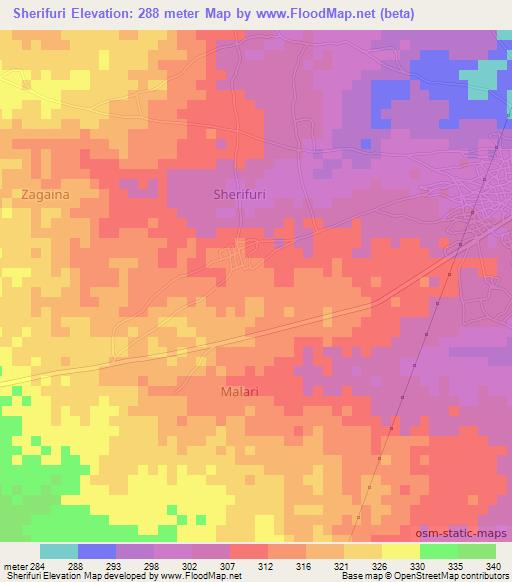 Sherifuri,Nigeria Elevation Map