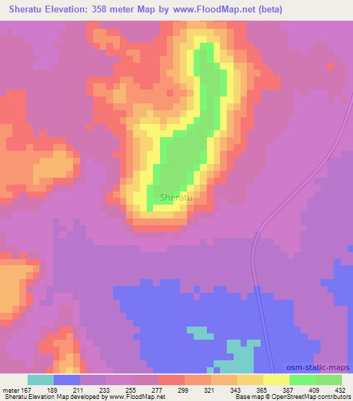 Sheratu,Nigeria Elevation Map