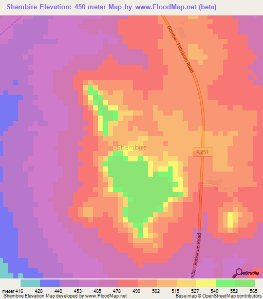 Shembire,Nigeria Elevation Map