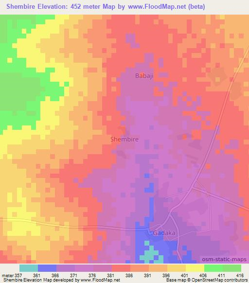 Shembire,Nigeria Elevation Map