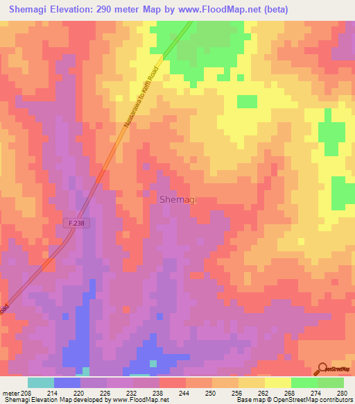 Shemagi,Nigeria Elevation Map