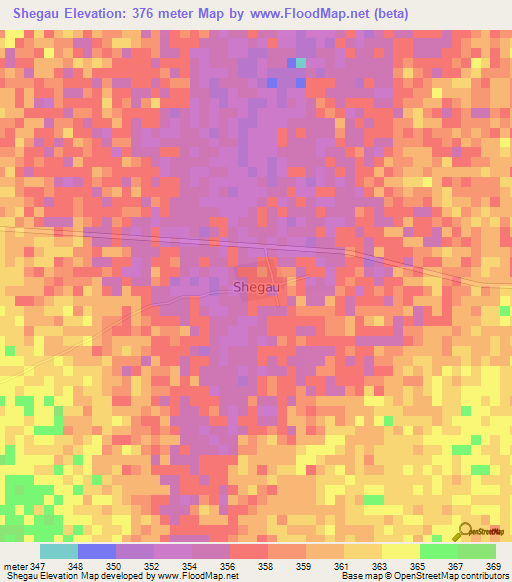 Shegau,Nigeria Elevation Map