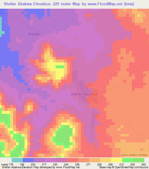 Shefan Abakwa,Nigeria Elevation Map