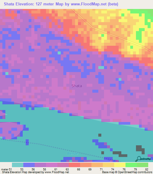 Shata,Nigeria Elevation Map