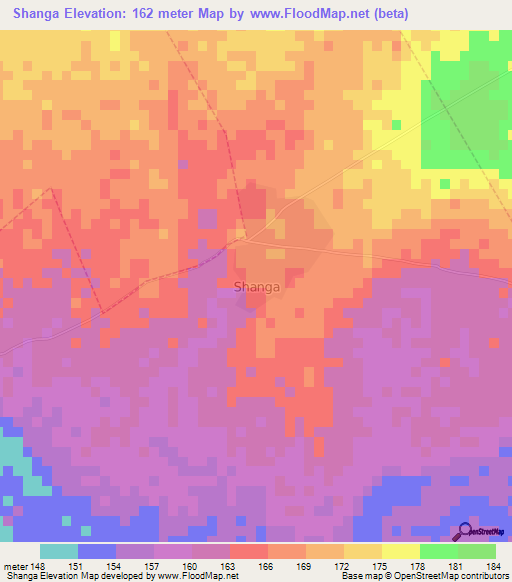 Shanga,Nigeria Elevation Map