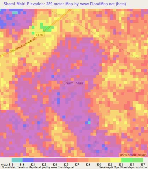 Shami Mairi,Nigeria Elevation Map