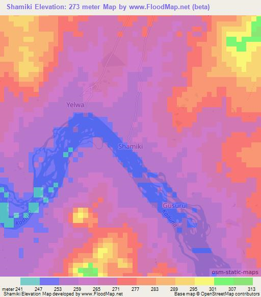 Shamiki,Nigeria Elevation Map