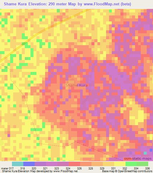 Shame Kura,Nigeria Elevation Map