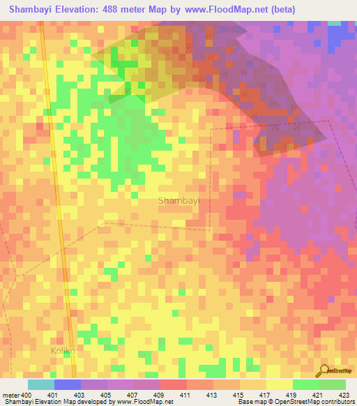 Shambayi,Nigeria Elevation Map