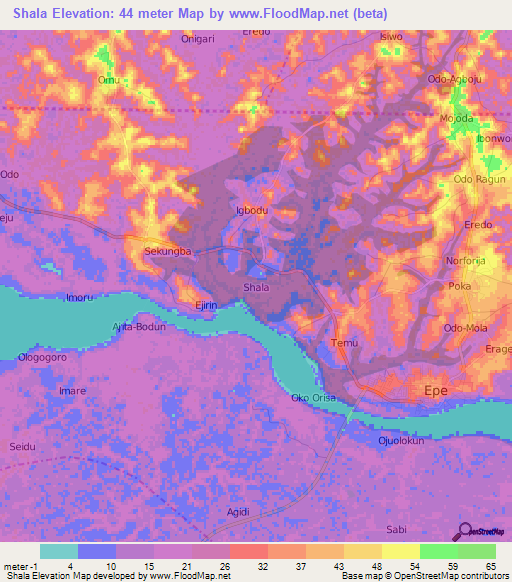 Shala,Nigeria Elevation Map