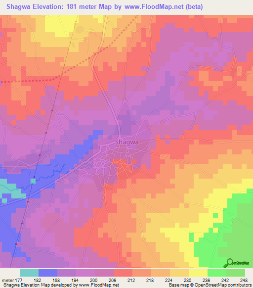 Shagwa,Nigeria Elevation Map