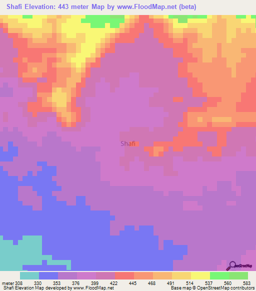 Shafi,Nigeria Elevation Map