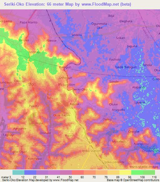 Seriki-Oko,Nigeria Elevation Map