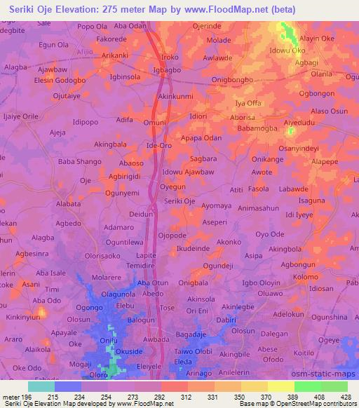 Seriki Oje,Nigeria Elevation Map
