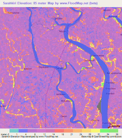 Sarahkiri,Nigeria Elevation Map