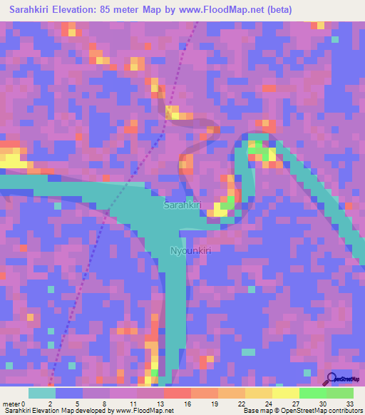 Sarahkiri,Nigeria Elevation Map