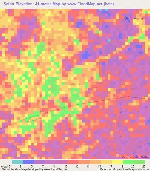 Seidu,Nigeria Elevation Map