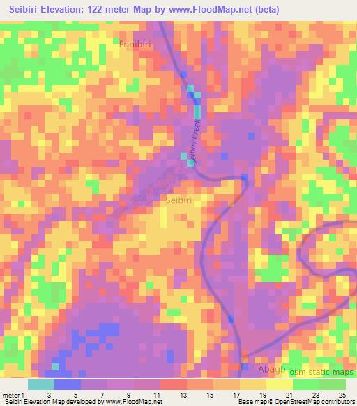 Seibiri,Nigeria Elevation Map