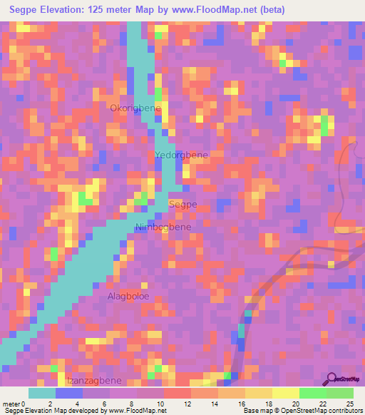 Segpe,Nigeria Elevation Map