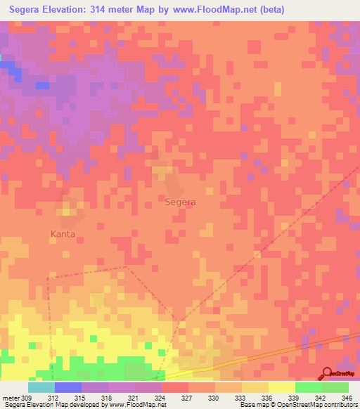 Segera,Nigeria Elevation Map